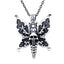 Sterling Silver Butterfly Skull Necklace 22"
