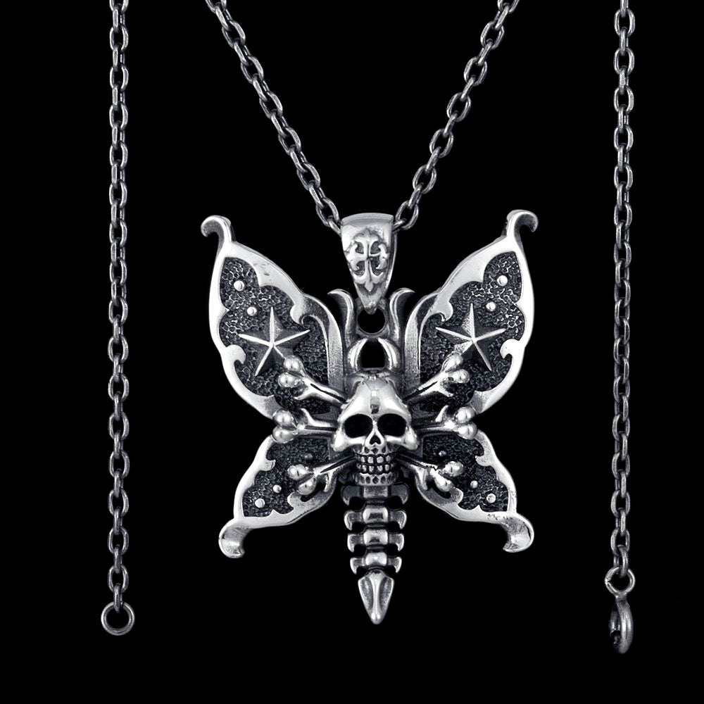 Butterfly skull necklace Clearance