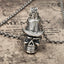 Silver Cowboy Skull Pendant Necklace