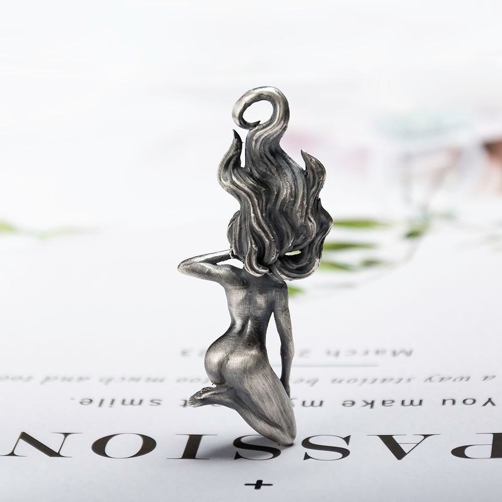 999 Fine Silver Sexy Girl Statue Pendant