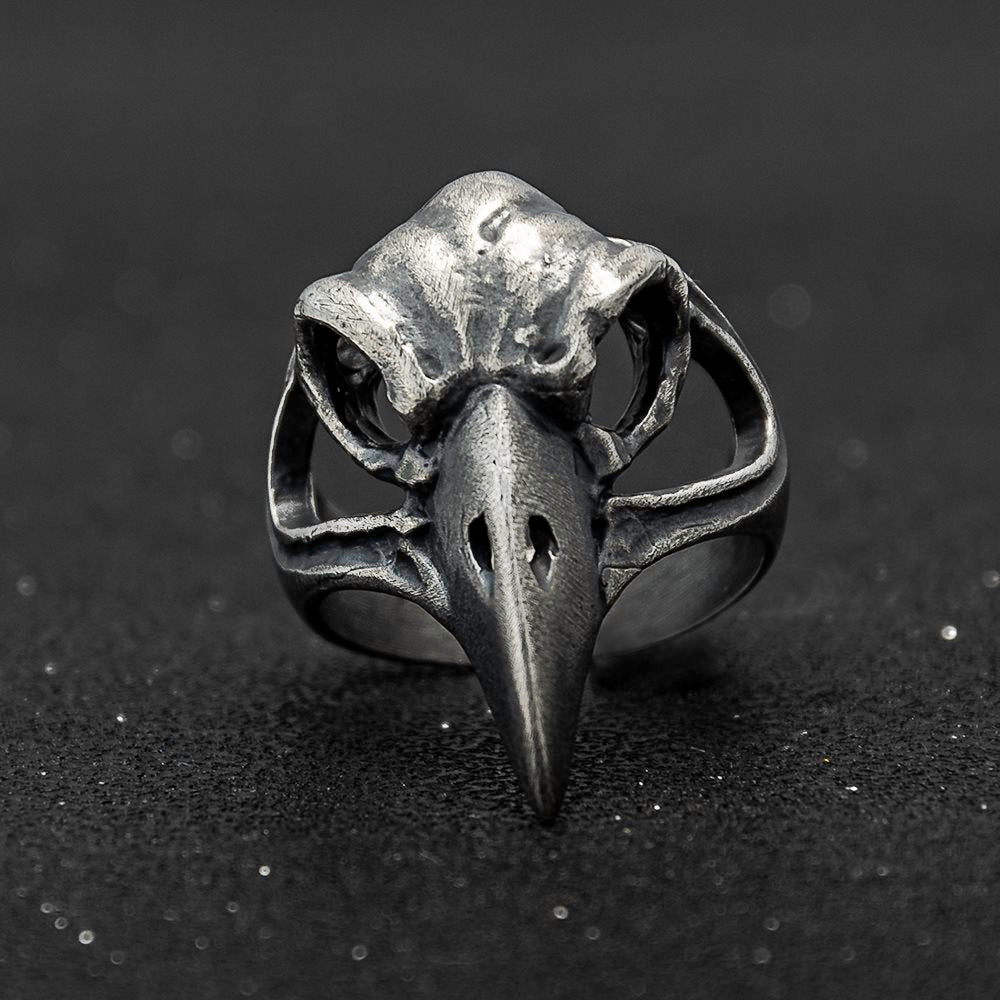Matte Sterling Silver Raven Skull Ring – Biker Jeweler