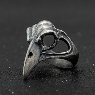 Silver Raven Skull Ring