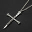 Silver Skulls Cross Sword Pendant Necklace