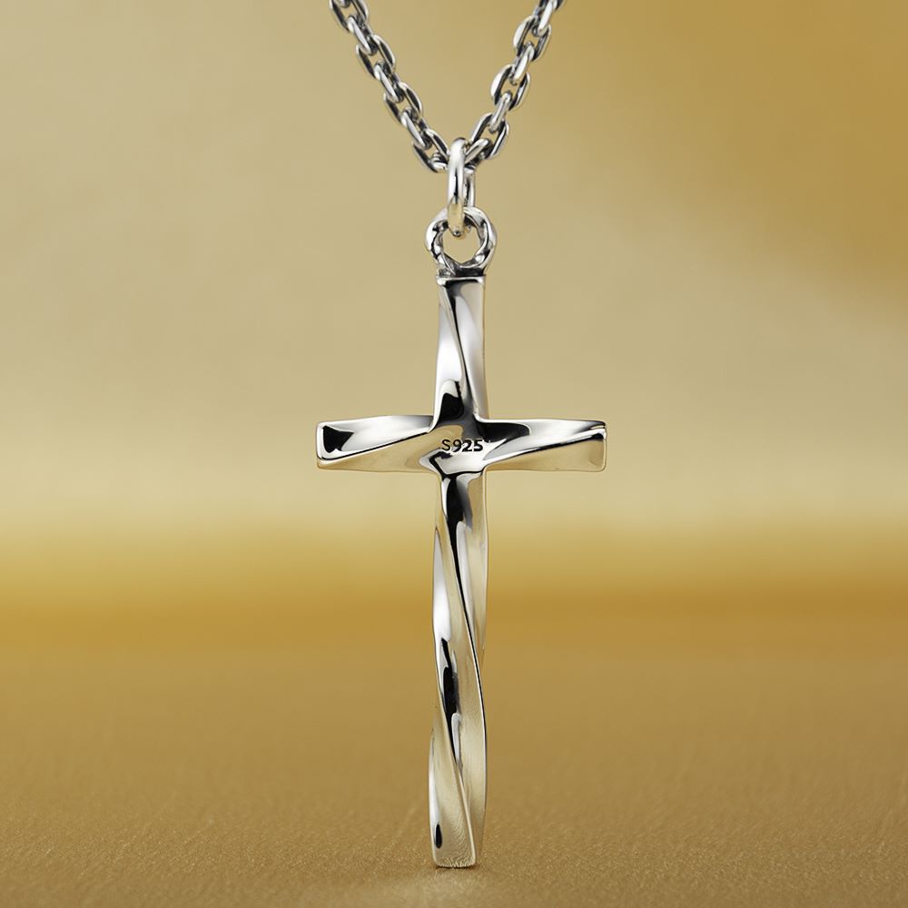 Sterling Silver Twisted Cross Necklace