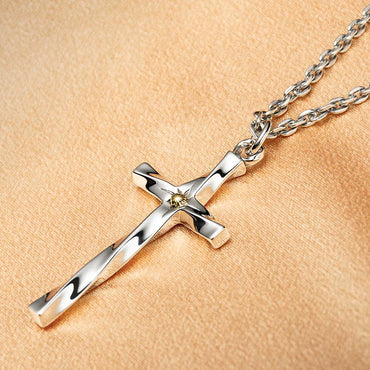 Sterling Silver Twisted Cross Necklace
