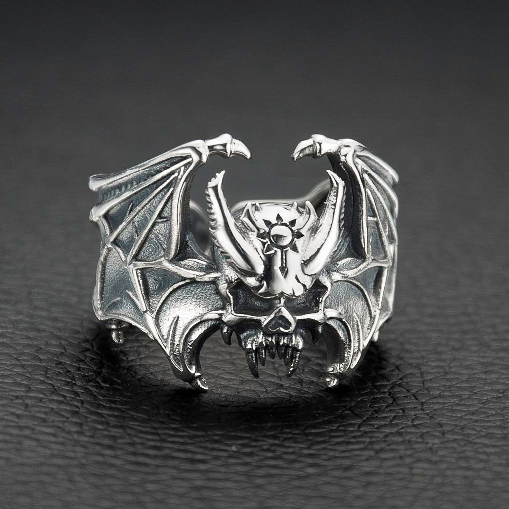 Sterling Silver Vampire Skull Ring