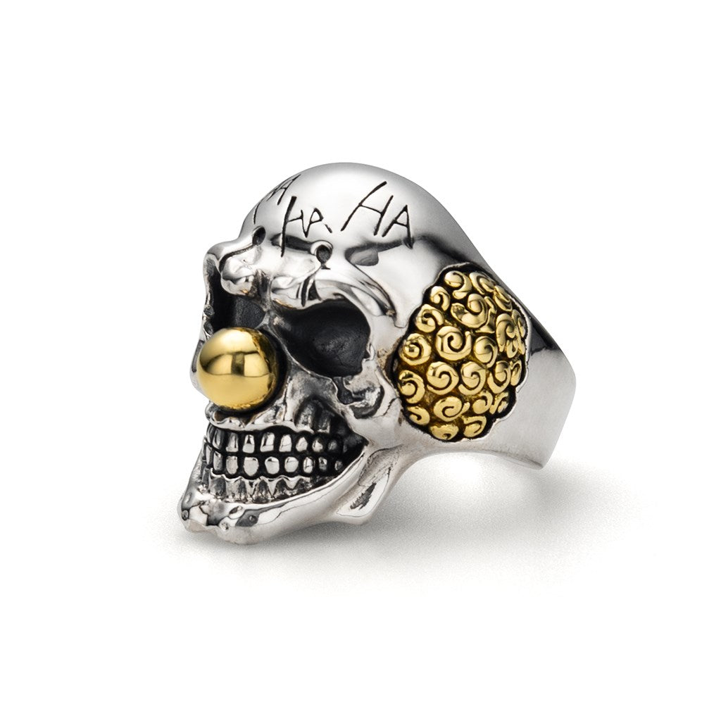 Silver Skull Joker Ring