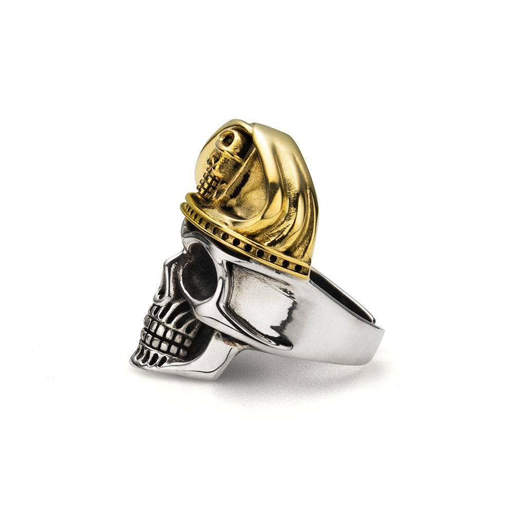 Sterling Silver Skull Ring With Cigar And Beret