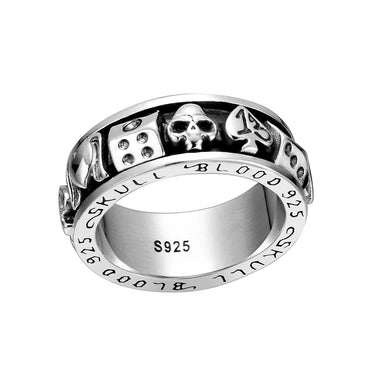 Skull 13 Of Spades Dice Gambling Spinner Ring