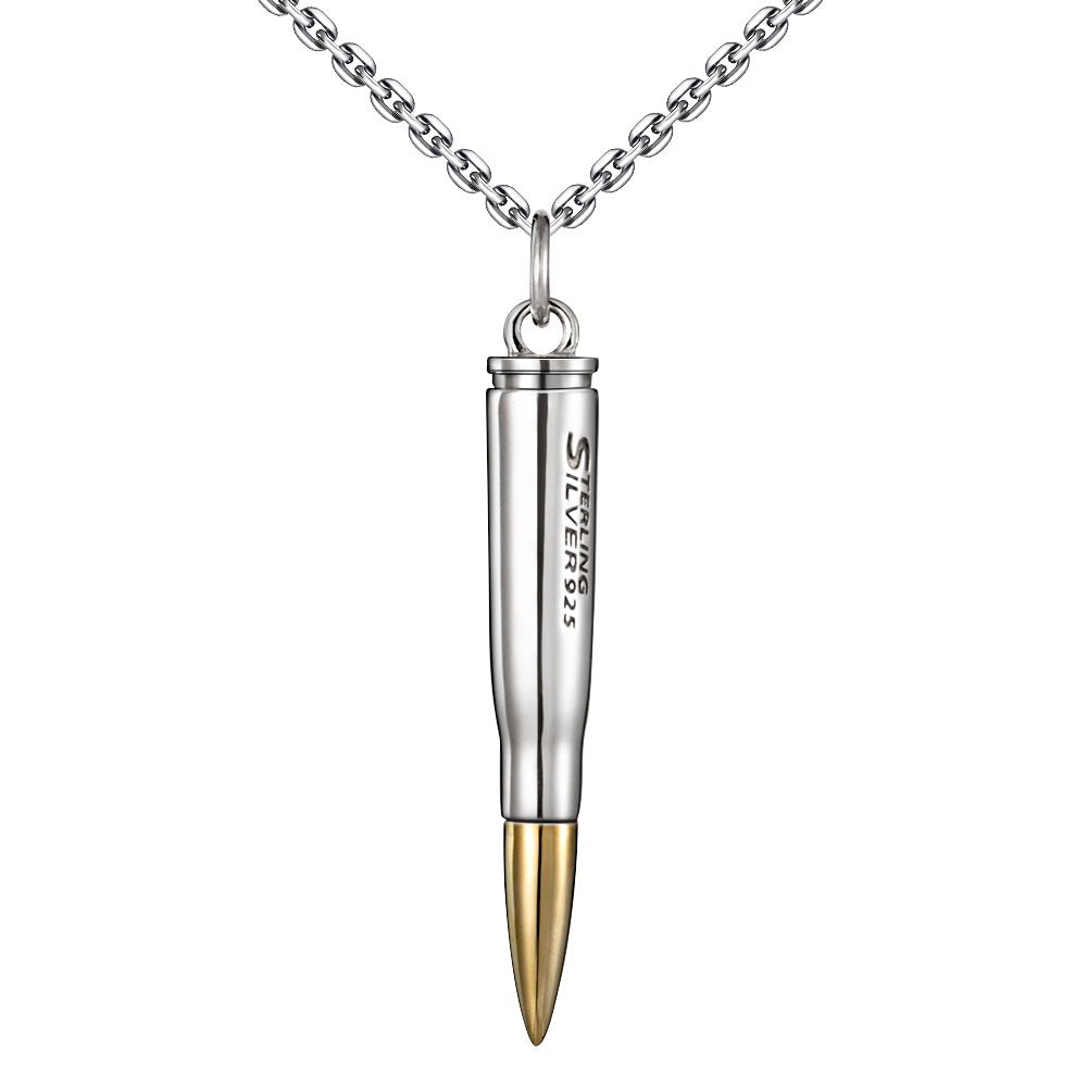 Sterling Silver Two Tone Bullet Urn Necklace Biker Jeweler