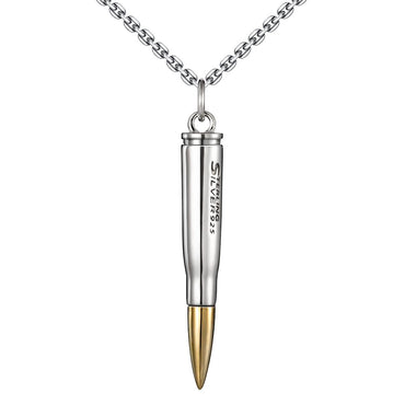 Silver Two Tone Bullet Urn Necklace