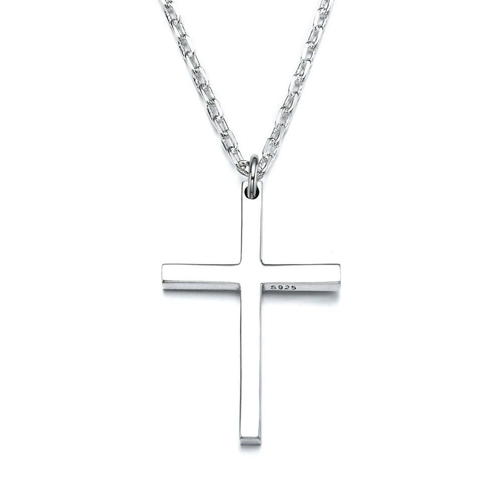 Silver Polished Cross Necklace