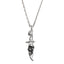 Sterling Silver Skull Relief Dagger Pendant Necklace