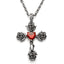 Sterling Silver Corss Rose Ruby Necklace