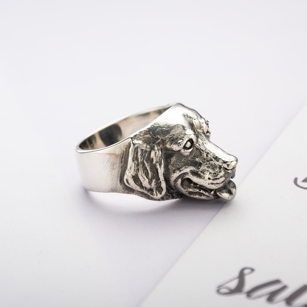 Sterling Silver Labrador Dog Head Ring