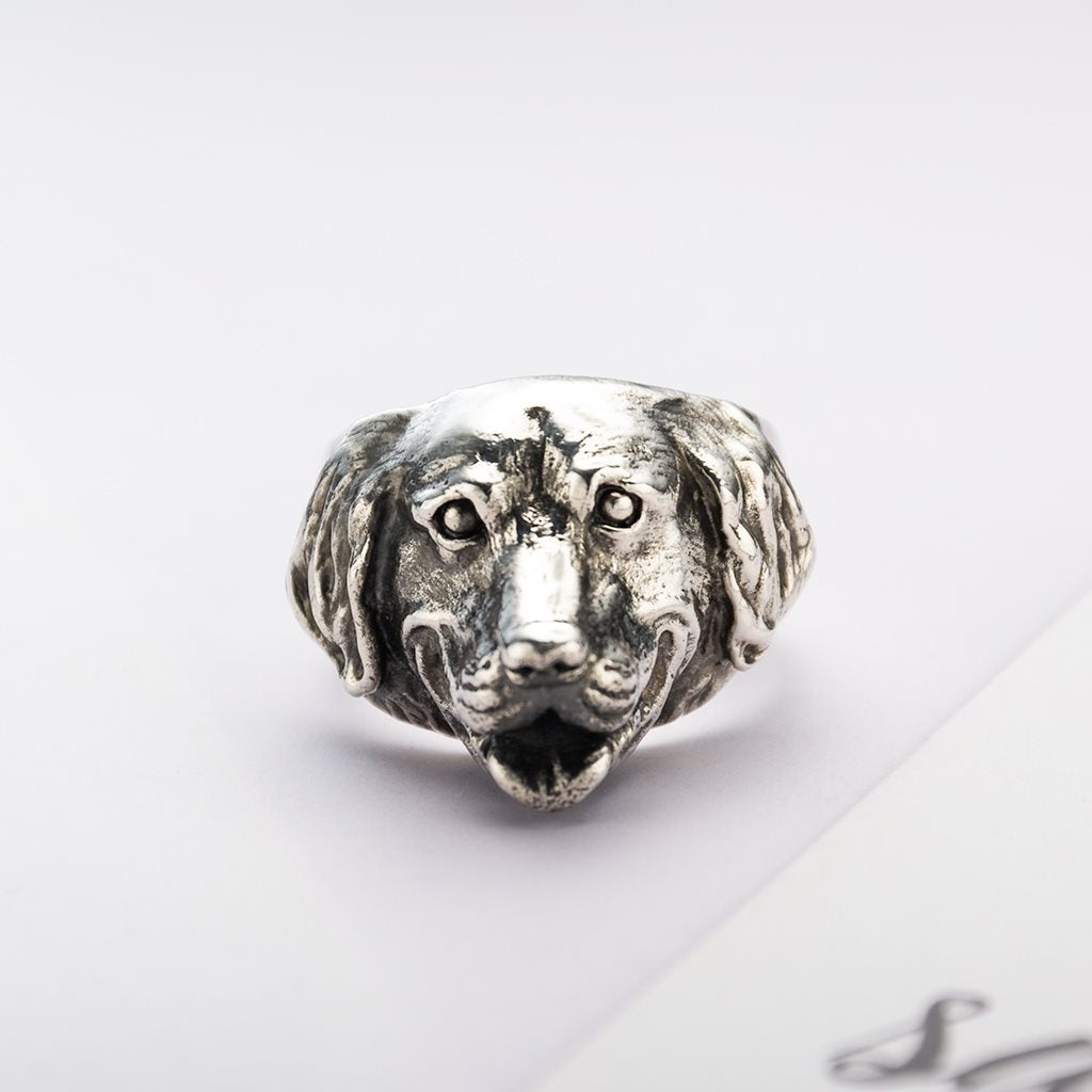 Sterling Silver Labrador Dog Head Ring