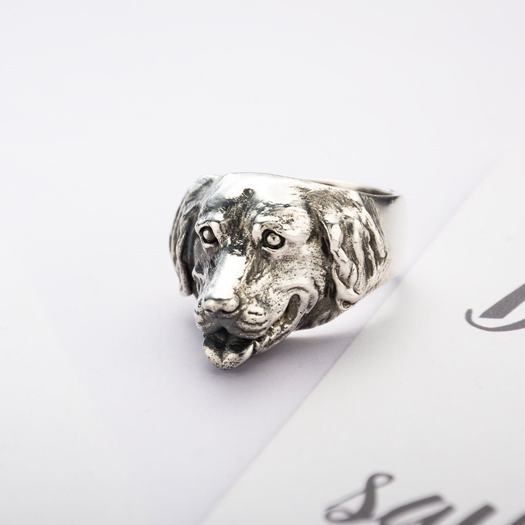 Sterling Silver Labrador Dog Head Ring