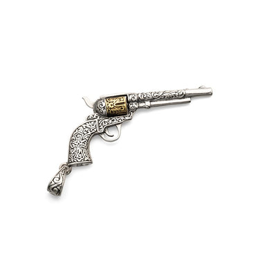 Sterling Silver Cowboy Revolver Necklace