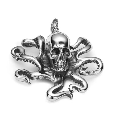 Silver Octopus Skull Pendant
