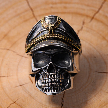 Skull Ring With Military Cap