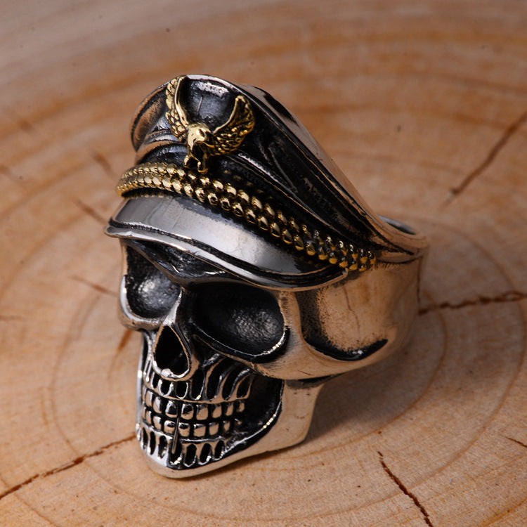 Skull Ring With Military Cap