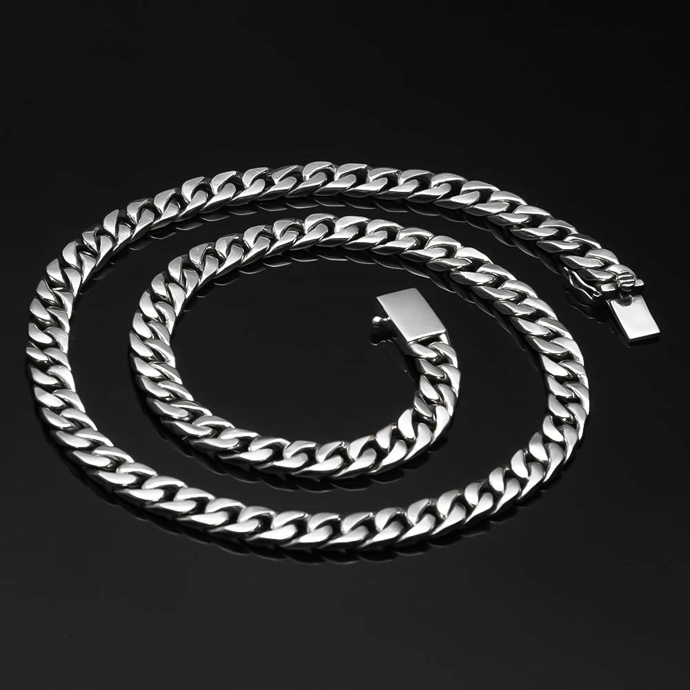 Sterling Silver 7mm Chunky Square Curb Chain Necklace