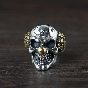 Silver Skull Joker Ring