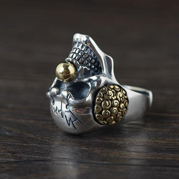 Silver Skull Joker Ring