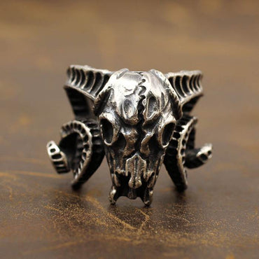 Silver Ram Skull Ring
