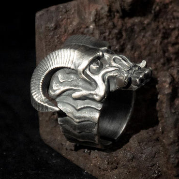 Silver Satan Devil Skull Ring