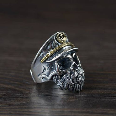 Silver Captain Skull Ring