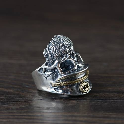 Silver Captain Skull Ring