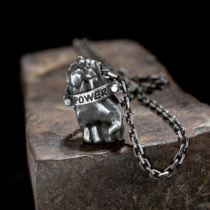 Silver Fist Pendant Necklace