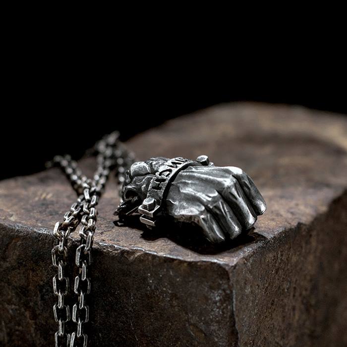 Silver Fist Pendant Necklace