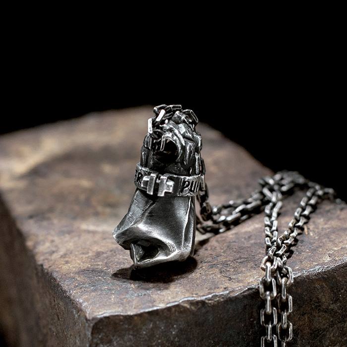 Silver Fist Pendant Necklace