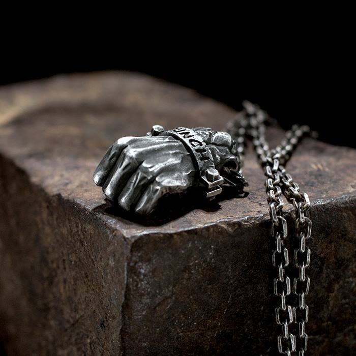 Silver Fist Pendant Necklace