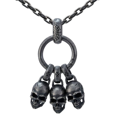 Triple Skull Pendant Necklace