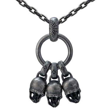 Triple Skull Pendant Necklace