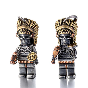 Silver Indian Chief Skull Pendant