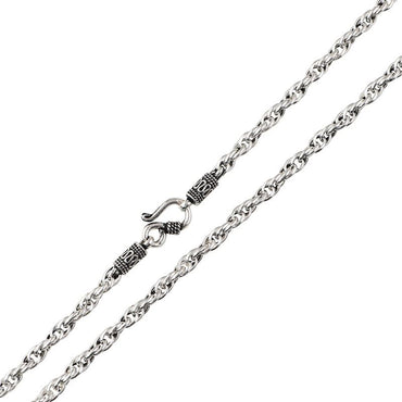 Sterling Silver 4mm Loose Rope Prince Of Wales Chain Necklace