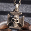 999 Silver Skull On Cross Patty Pendant Necklace