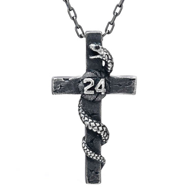 Silver Snake Cross Necklace