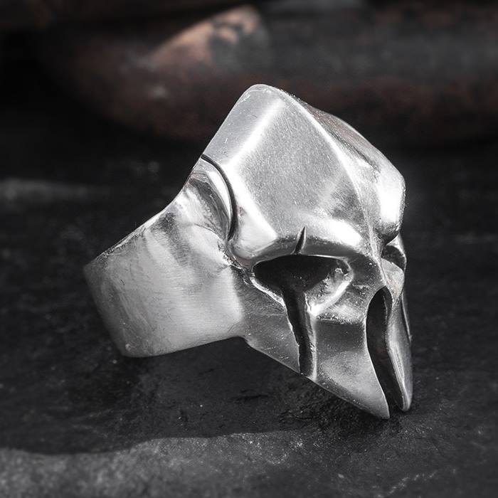 Silver Spartan Helmet Ring