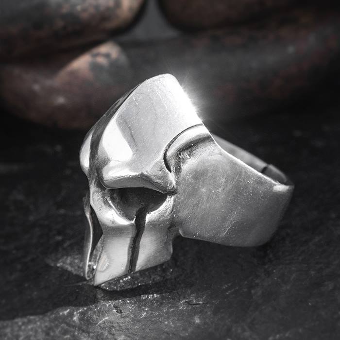 Silver Spartan Helmet Ring