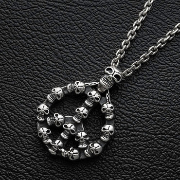Skull Peace Sign Pendant Necklace