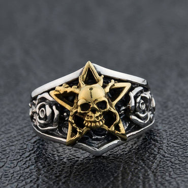 Star Rose Skull Ring