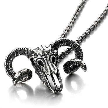  Silver Ram Skull Pendant